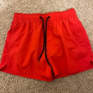 Red H&M swim trunks